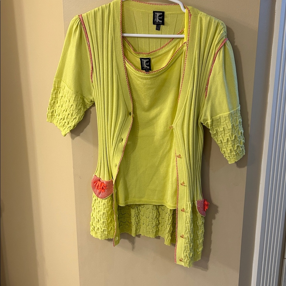 Tricot Chic Lime Green Cardigan